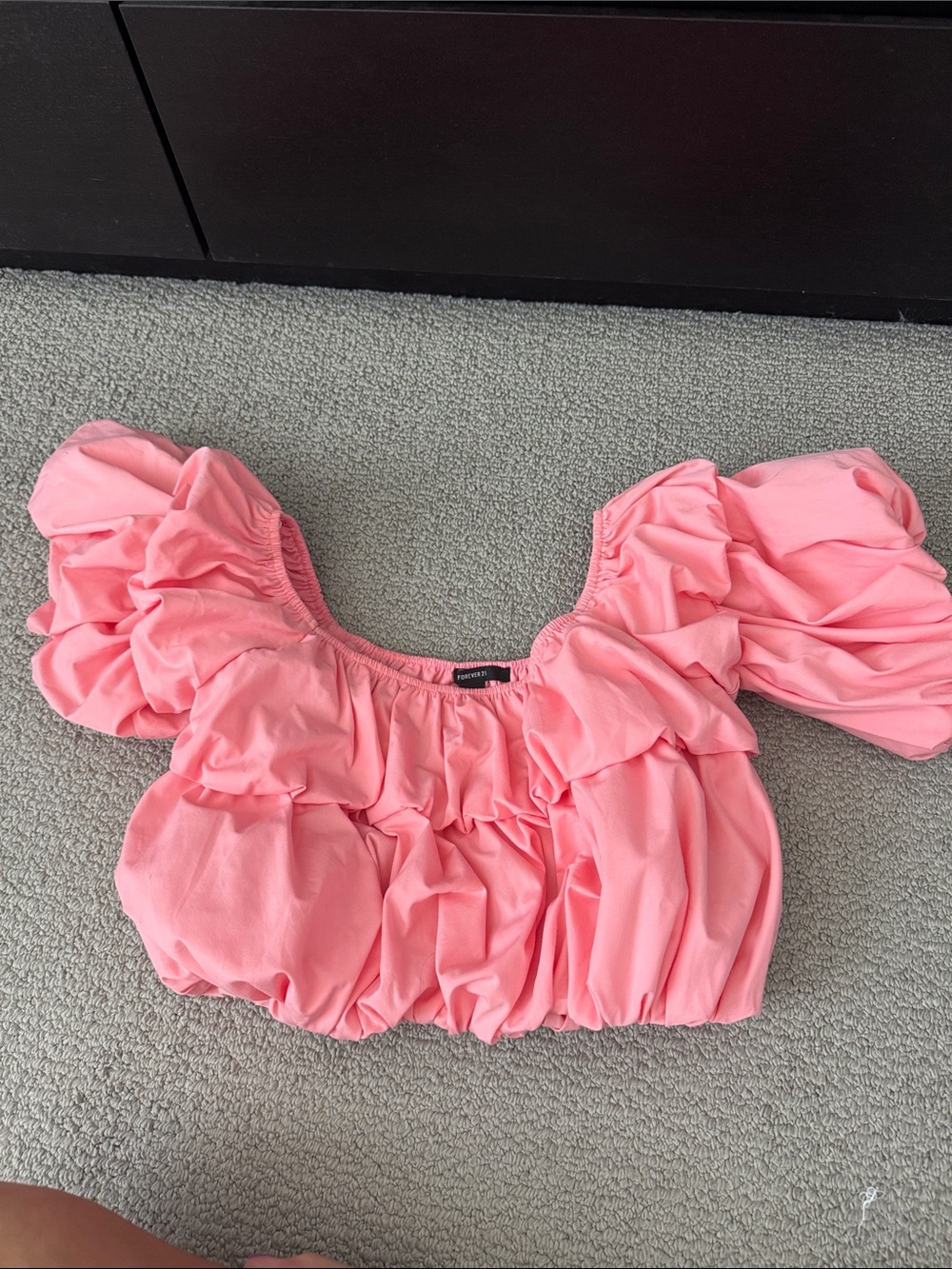 Forever 21 Pink Puff-Sleeve Crop Top